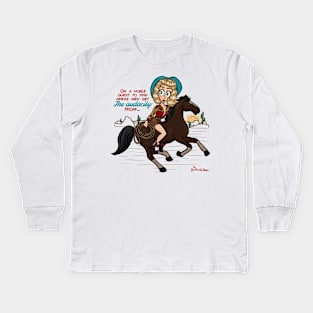 “On a quest” cowgirl pin up Kids Long Sleeve T-Shirt